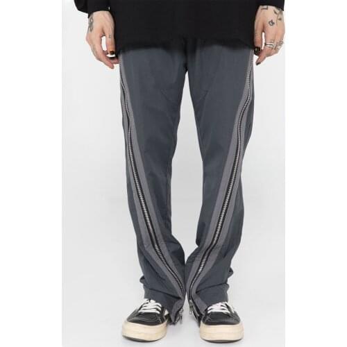 Men Pants Hip Hop Loose Bell-bottomed Pants Zippers Sides Fashion Brand Wide Leg Streetwear Loose VIBE Women Unisex Trousers