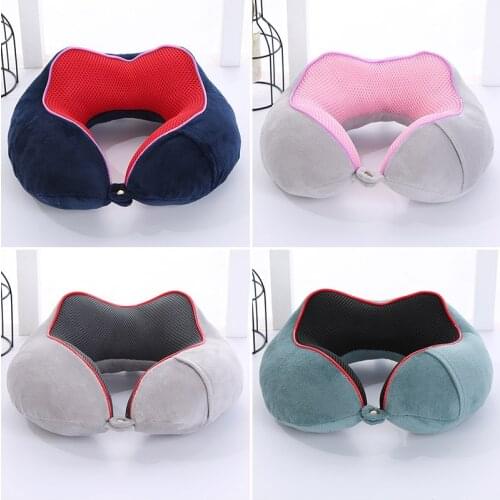 Soft U-Shaped Plush Sleep Neck Protection Pillow Portable Travel Nap Office Chair Driving Cushion with Relax Hole