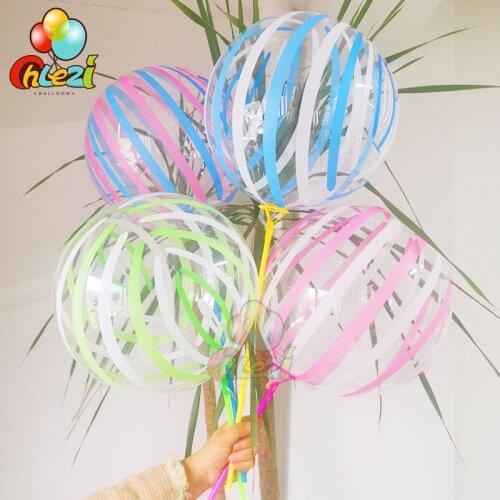5pcs 18 inch Crystal Striped Bubble Balloons Jelly candy transparent bobo balloon Wedding Birthday Party Decoration Kids globos