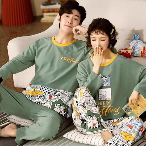 New Cat Pajamas For Teen Girls Long-Sleeved Loungewear Couple Spring Autumn Sleepwear Nightwear Women Home Clothes Mens Pajamas
