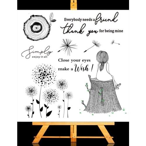 Dandelion Girl Transparent Stamps New 2021 Rubber Silicone Seal for DIY Scrapbooking Card Making Album Decoroation Crafts