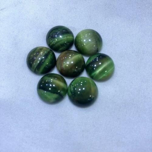 Wholesale 5pcs/lot Natural Green Tiger Eye Bead Cabochons 6mm8mm 10mm 12mm 16mm Round Gem stone Cabochon Jewelry Ring Face