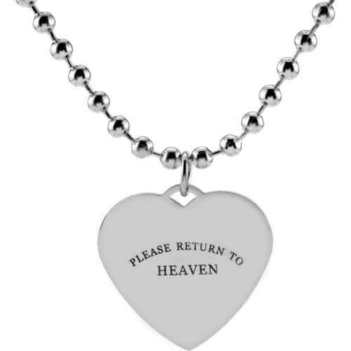 Stainless Steel Heart Necklace for Women PLEASE RETURN TO HEAVEN Pendant Choker Charms Jewellery Necklaces for Teen Girls