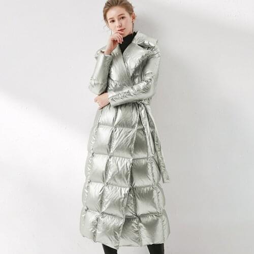 New womens Down Jacket Winter 2020 WOMEN silver down clothing fashion Long Parka loose large down jackets Outerwear overcoat