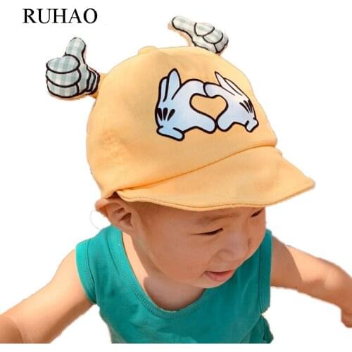RUHAO 2019 new baby cotton baseball cap childrens hat boy girl good gesture cap 0-3 year old hat