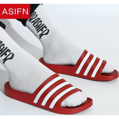 ASIFN Men Summer Beach Slippers EVA Slides Couples Women Outdoor Indoor Flip Flops Stripes Casual Male Shoes Chanclas Hombre