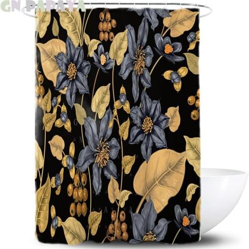 Tropical plant gooseberry macrame Bath Curtains Waterproof Polyester Fabric retro Shower Curtains Screen with Hooks Accessories