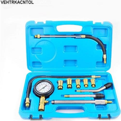 VEHTRKACNTOL Truck Car Petrol Gas Engine Cylinder Pressure Gauge Meter Compression Pressures Leak Tester Full Set