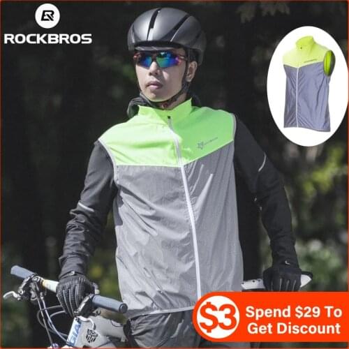 ROCKBROS Windproof Cycling Vest Cycling Jacket Breathable Reflective Clothing Bicycle Vest Sleeveless Reflective Clothing