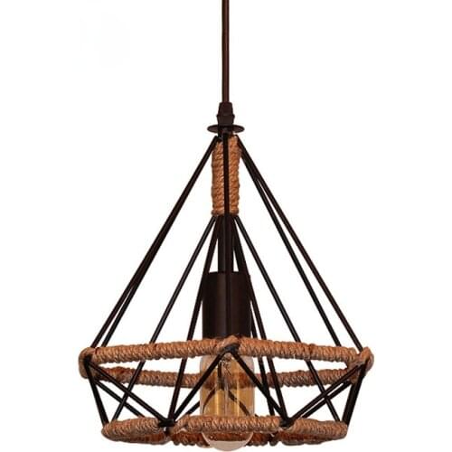 Vintage Pendant Light Black Iron Rope Lamp Russia Loft Cage Light Design for Kitchen Dining Bedroom with E27 Edison Lamp Holder