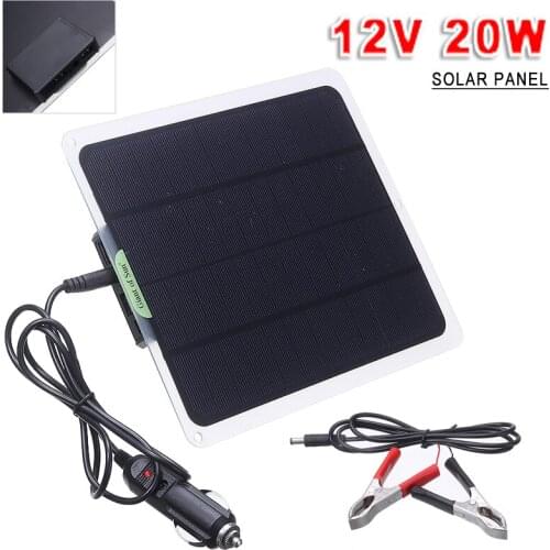 1PC 12V Solar Panel Battery Charger Kit 20W Trickle Boat Car Mobile Computer Travel Alternative Charger Accessories