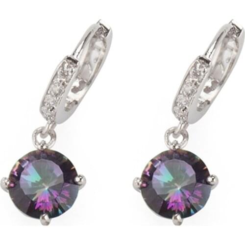 SHUNXUNZE Luxury christmas earrings Engagement Wedding for women party Noble Generous Rainbow Cubic Zirconia Rhodium Plated R723