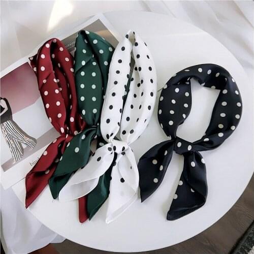 Dot Print Kerchief Silk Satin Bag Scarf For Women Fashion Bandana Head Scarfs Female 70cm*70cm Headband Neck Scarves For Ladies