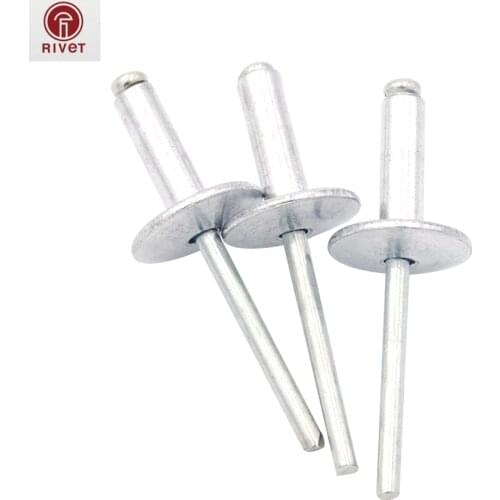 100 Pcs 4.8mm Large Flange Blind Rivets Aluminum ( AL) POP Open Blind Rivet for Motor Vehicle
