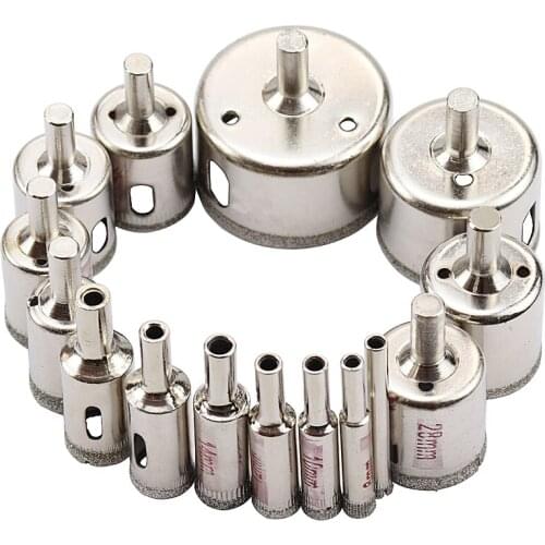 15PCS Hole Saw Drill Bit 6-50mm Diamond Coated Core Hole Saw Drill Bit For Tiles Marble Glass Drilling Power Tools Accessories