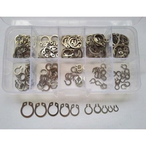 150pcs #3 - #12 304 Stainless Steel Hole Spring Collar C-type Retainer Assortment High Quality