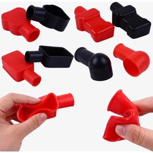 2pcs Car Battery Negative Positive Terminal Covers Cap Boat Insulating Protector Battery Insulating Covers Car Accessories