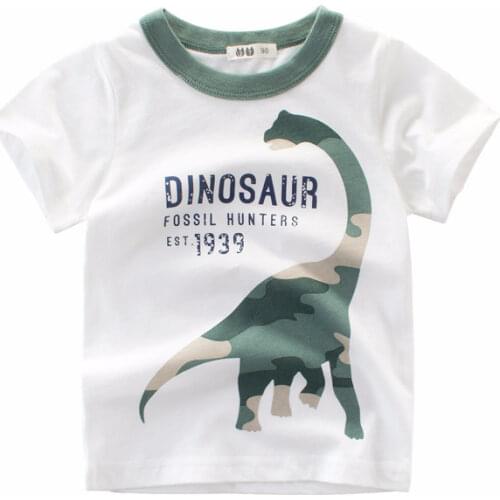 2021 Summer Cartoon T-shirt Boys Girls Short Sleeve Tops Camouflage Dinosaur Cotton Kids Clothes Boy T Shirt Childrens Clothing