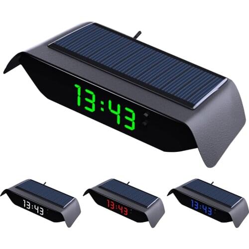 4 In 1 Car Solar Clock Thermometer Luminous High-precision Electronic Watch Temperature Monitor Car Electronic Accessories