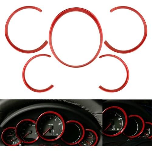 5pcs Car Dashboard Meter Ring Speedometer Gauge Cover Console Display Trim fit for Porsche 911 991 2011 2012 2013 2014 2015