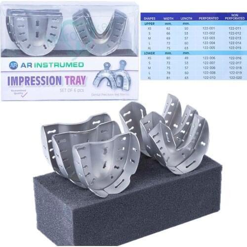 6pcs Dental tray Assorted Perforated Plastic Dental Denture Impression Trays High Quality