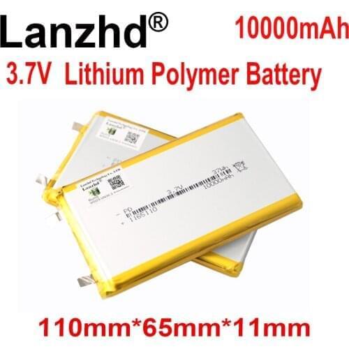 8-40PCS 3.7V Li Polymer Battery 10000mAh 110*65*11mm Soft package battery For Power Bank Bluetooth Speakers Tablet DVD battery