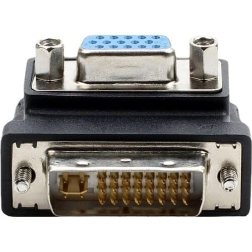 DVI-I 24+5 Male To VGA 15 Pin Female 90 Degree Right Angle Convertor Adapter HD Convertor Adapter 15 Pin VGA To DVI 24+5 Adaptor