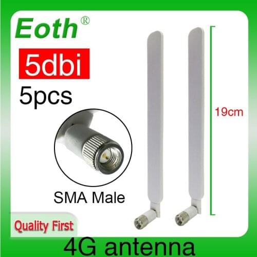4G LTE Antenna 5pcs Indoor 5dbi SMA Male Connector antena for huawei B593 4G LTE router wireless modem repeater White Color