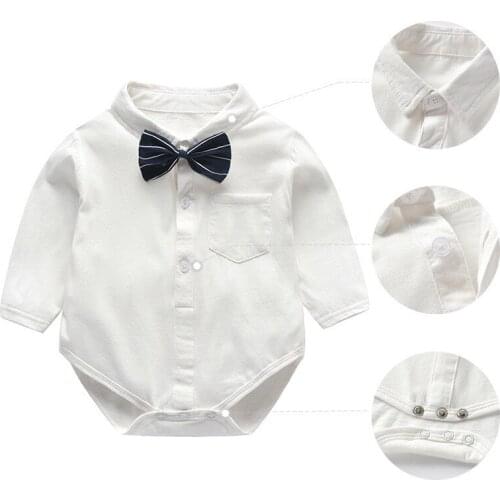 Newborn Infant Boys White Bodysuit Baby Gentleman Wedding Rompers and Overalls Kids Birthday Clothes Spanish Baby Boy Overalls