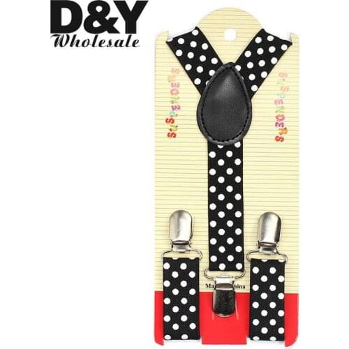 Boys Girls Y-Back 2.5cm wide 10 colors "White Dot "Kids Suspenders BOYS/GIRLS Suspender Elastic Braces clips-on Suspenders