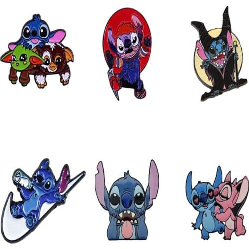 Disney Stitch Brooch Cartoon Enamel Badge Pin for Backpack Collar Lapel Pin Hat Jewelry Collection Gifts for Friends