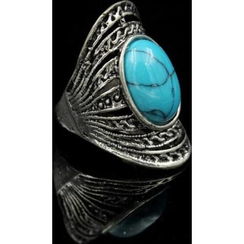 Hot sell new - free shipping Ancient tibet silver rings TURQUOISEs coral hollow finger ring