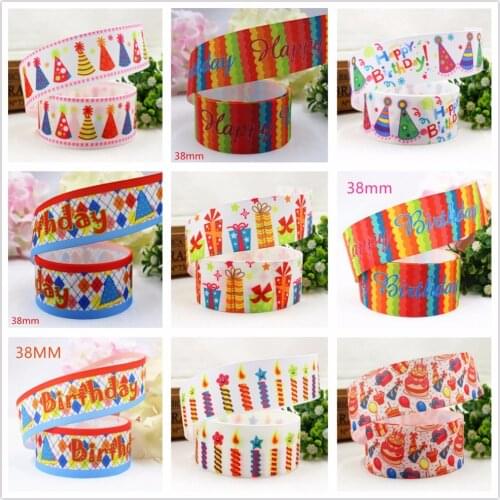 YJHSMY 38mm 5yard/lot cartoon Printed grosgrain ribbon, DIY handmade accessories, wedding gift packaging materials MD7613