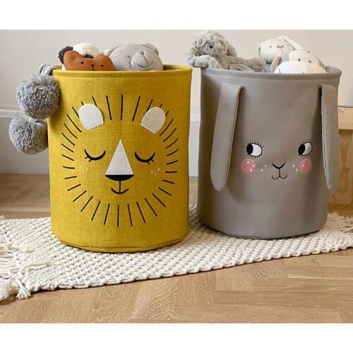 Nordic Kids Room Round Thick Storage Bag For Toys Clothes Boys Room Organizer Bag Lion EVA Insert Stand Bag For Kids 35X40CM