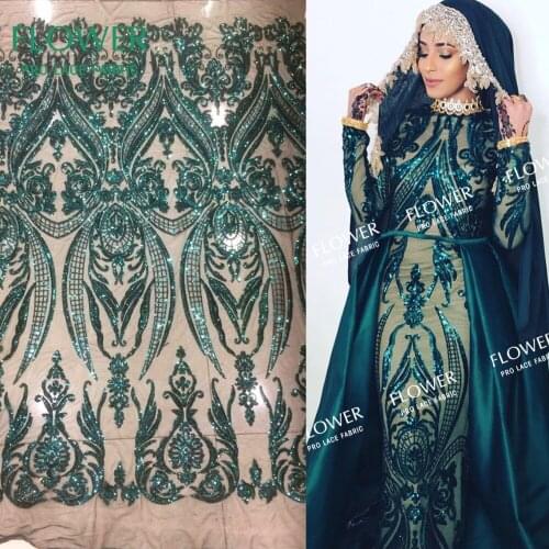 Unique Design Sequins Lace Fabric 2020 African Latest Green Sequined Guipure Lace Fabrics New India Nigerian Women Wedding Laces