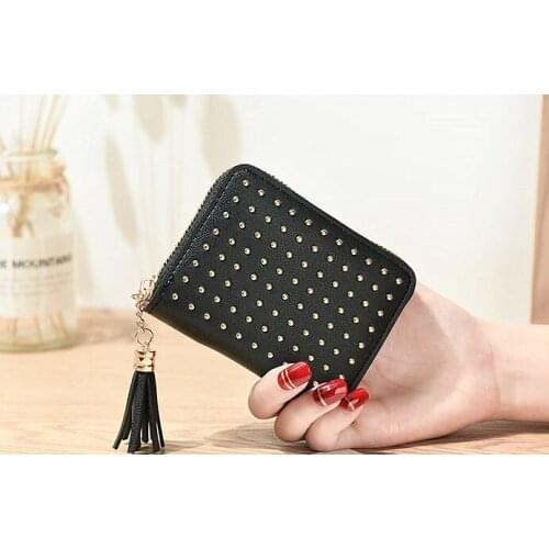 Hot Sale Fashion Ladies PU Leather Mini Wallet Card Key Holder Zip Coin Purse Clutch Bag Coin Purses Tassel Women Wallet