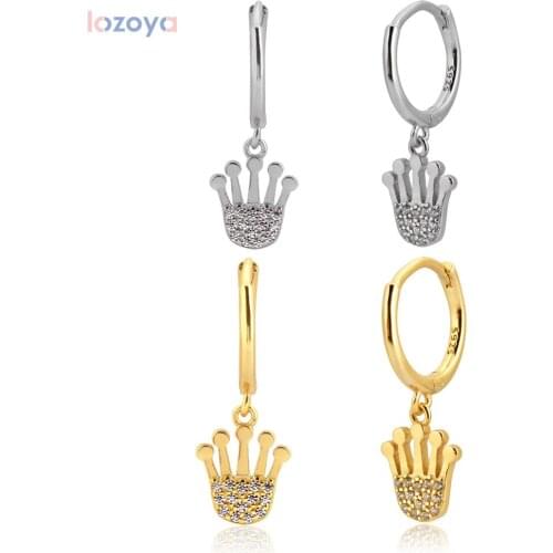LOZOYA 925 Sterling Silver Hamsa Luxury Zircon Hand Women Party Drop Earring Piercing Ohrringe Jewelry For Rock Punk Jewels CZ