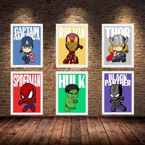 Marvel Superhelden Muur Art Cartoon Canvas Paintings Iron Man Spiderman Poster and Print Wall Art Picture Woonkamer Home Decor