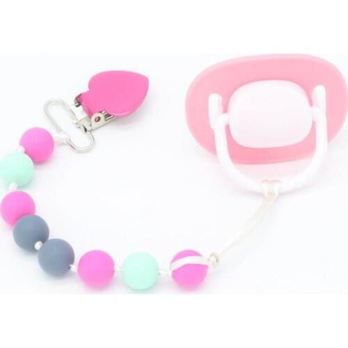 2020 New Heart-shaped Silicone Pacifier Chain Anti-dropping Baby Dummy Nipple Soother Holder Anti-Lost Pacifier Clip Chain