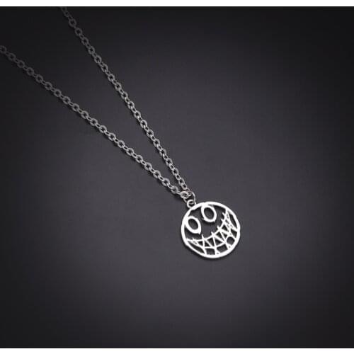 Fashion Silver Color Smile Face Necklace Pendant For Couples Creative Personlaity Simple Long Sweater Chain Necklace Jewelry