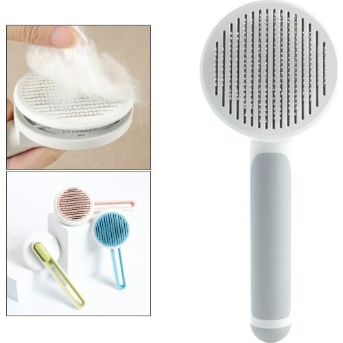 Pet Grooming Brush, Dog Cat Self Cleaning Steel Needle Massage Slicker Comb, Gently Removes Loose Undercoat, Mats, Tangled Hair