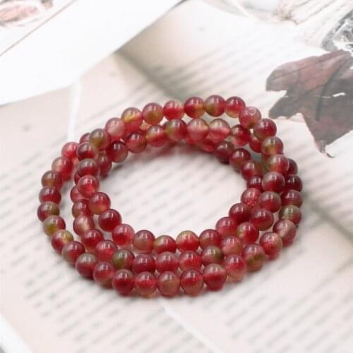 Genuine Grace Multilayer Round Beads Bracelet Stone Jades Rainbow Tourmaline Crystal New Gifts Bracelets Bangle Jewelry 21" A975