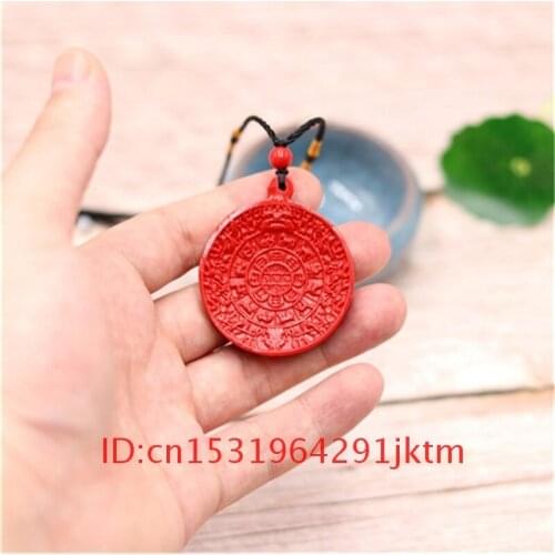 Cinnabar Pendant Charm Fashion Woman Natural Carved Organic Necklace Amulet Men Jewellery Hand Red Gifts Zodiac Chinese