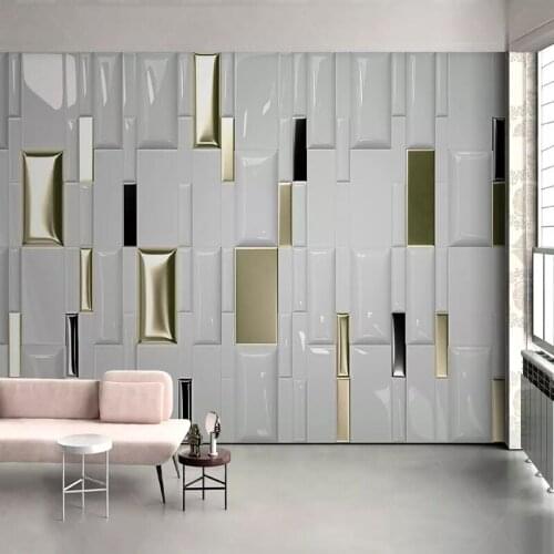 Custom Mural Wallpaper Modern Fashion Gold Geometric Background Wall Living Room TV Sofa Bedroom Luxury Home Decor Wall Painting