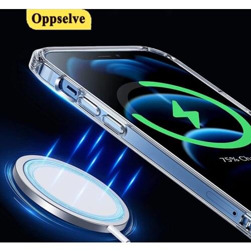 Clear Magsafing Magnetic Case For iPhone 12 11 Pro Max XS XR X Capinhas Wireless Charger Protective Cover For iPhone 12 Coque
