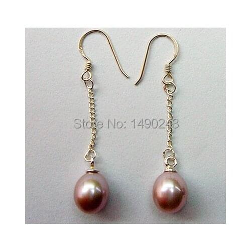 7-8mm Natural Lavender Drop Fashion Pearl Earring Design with Sterling Silver Hook