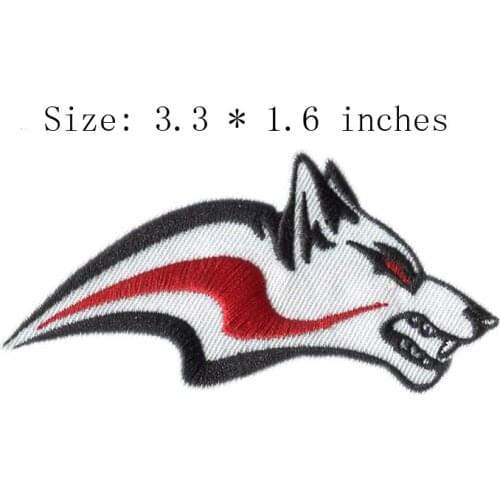Red eyes wolf 3.3"wide embroidery patch for croatia/biker vest patch/handmade crochet appliques