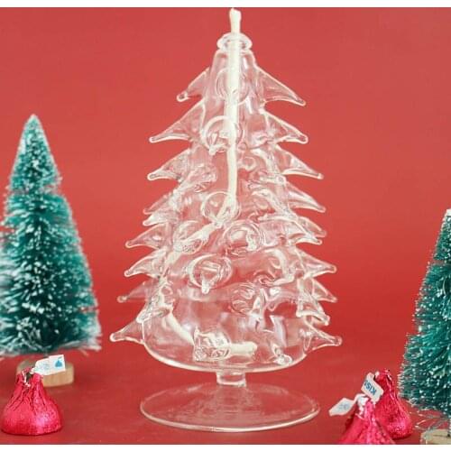Handmade Glass Candle Holder Christmas Tree Creative Oil Lamp Candlestick Minimalist Windproof Porta Velas Home Decor EB50ZT