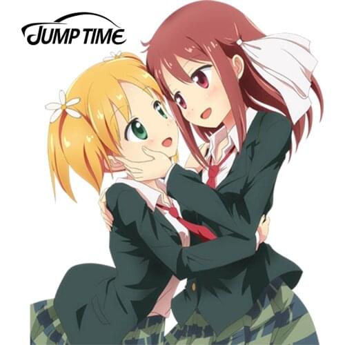 JumpTime 13cm x 11cm Super Cute Girls Car Stickers Sakura Trick Anime Vinyl Car Decal Window Wiper Tailgate Styling