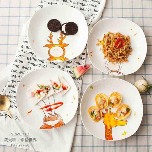 Kitchen supplies childrens cartoon dishes jingdezhen bone china porcelain cake steak plate dinner 8inch plates dishes